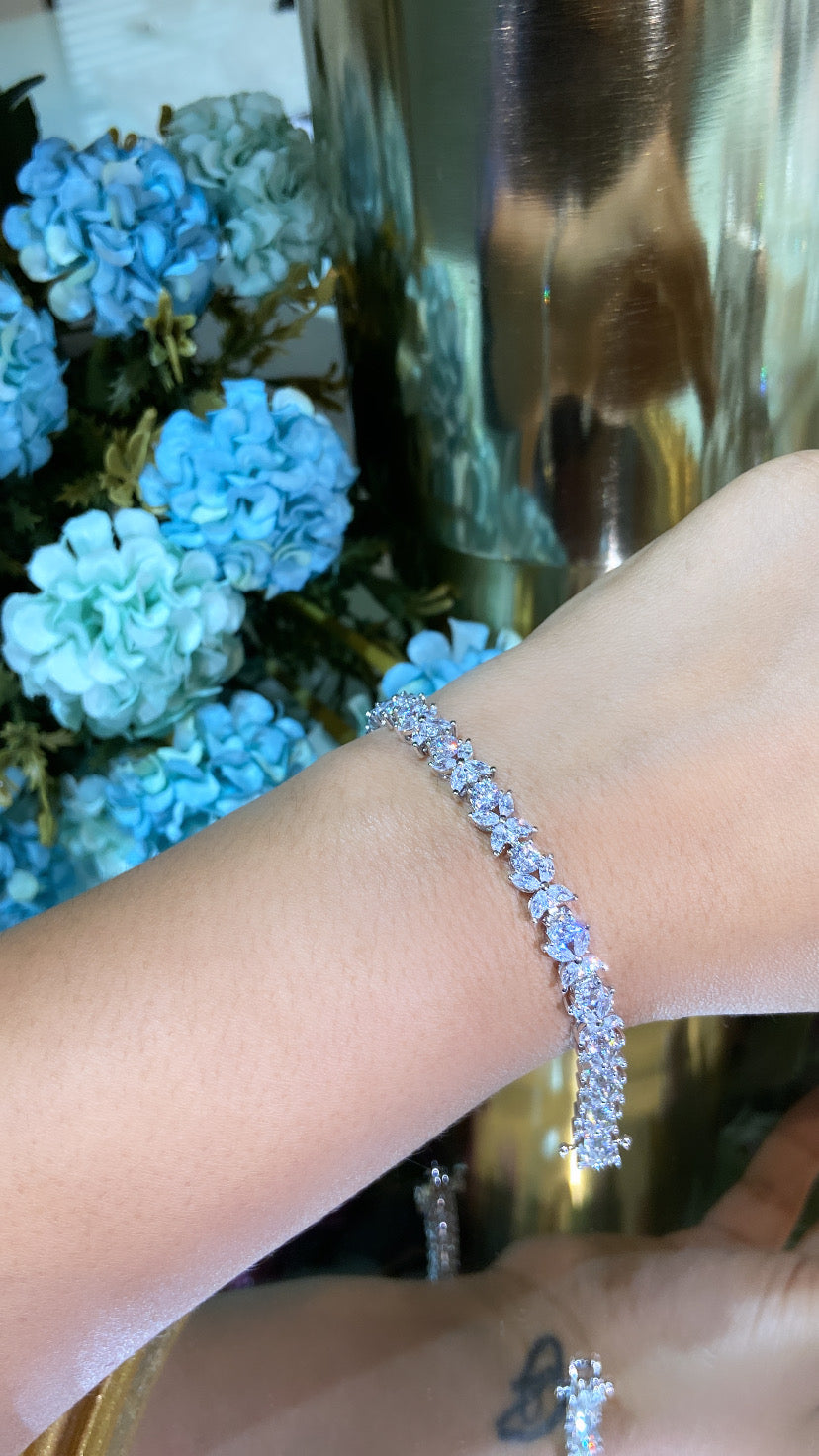 Flower designer tennis bracelet