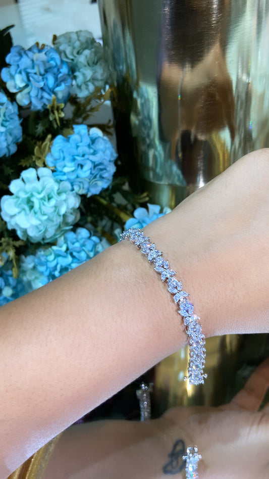 Flower designer tennis bracelet