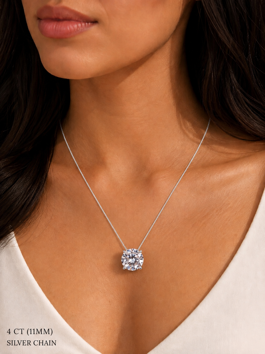 4 ct solitaire pendant with chain