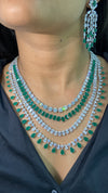 Emerald liner necklace set with earrings