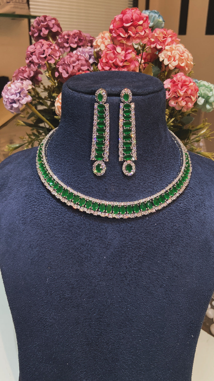 EMERALD BAUGETTE DOUBLET DIAMOND SET