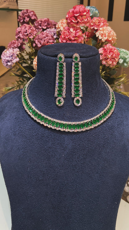 EMERALD BAUGETTE DOUBLET DIAMOND SET
