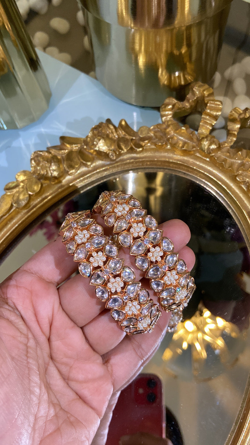 Pearl embedded polki kada (Pair) – Belleza Jewels