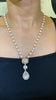 Pearl string Moissanite polki pendant chain earring set