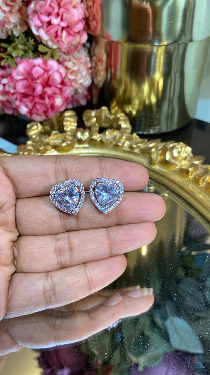 LARGE HEART HALO STUDS - PRICE DROP 🎀