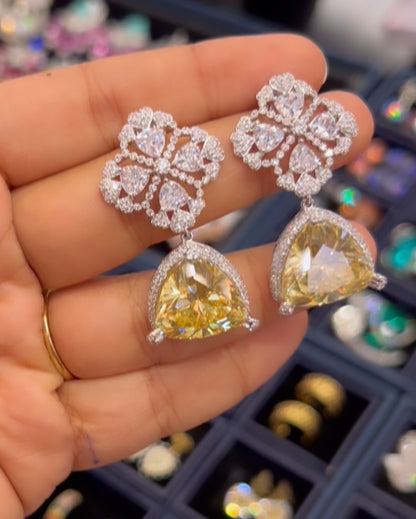 Flower top citrine earrings