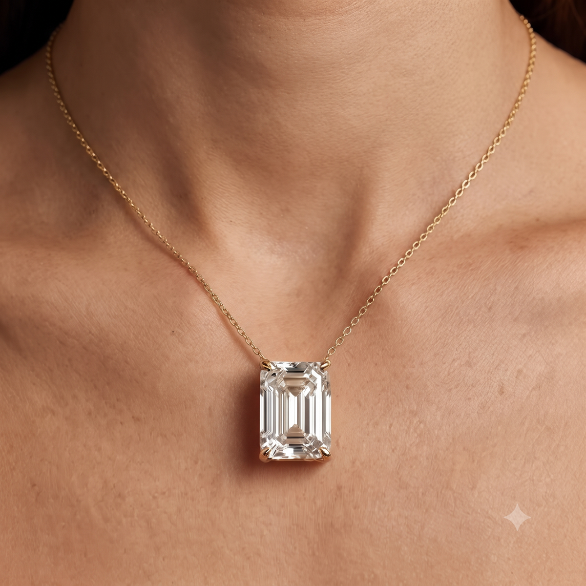 5 ct EMERALD CUT solitaire pendant with chain