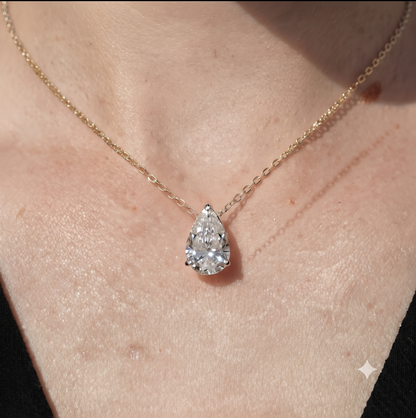 3 ct tear drop solitaire pendant with chain