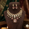 Antique Kundan Polki Choker Set with Emerald & Ruby Pink Meenakari