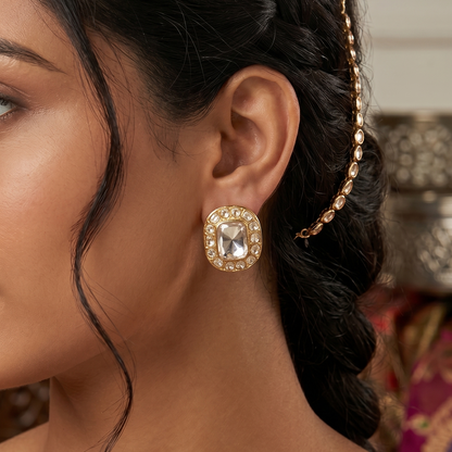 Rooh Cushion Polki large Stud Earrings