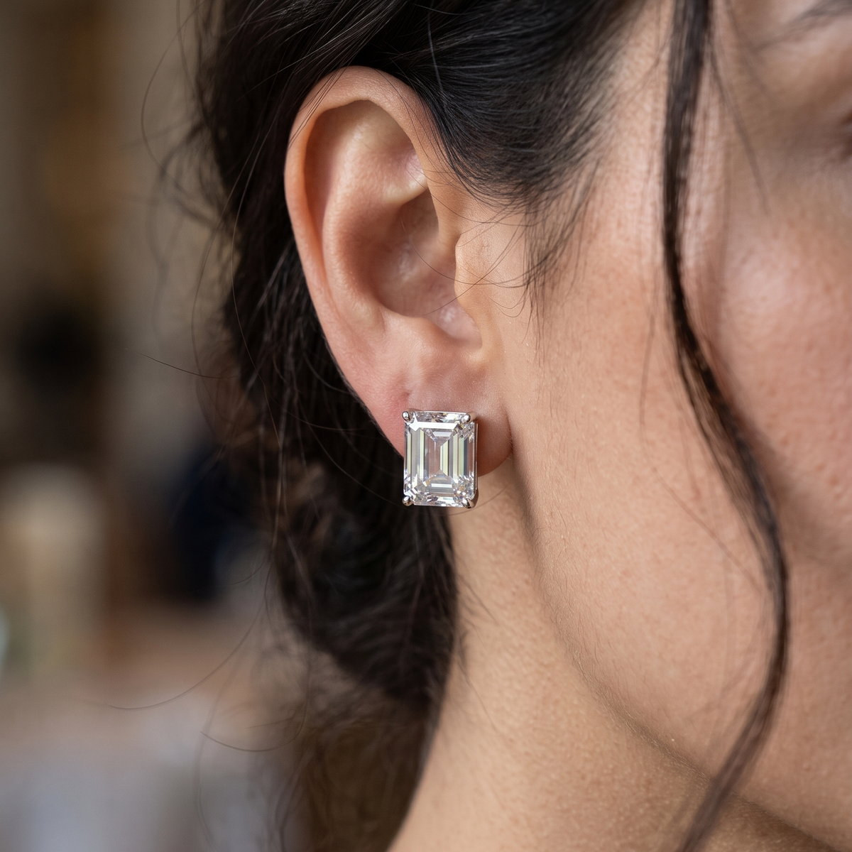 EMERALD CUT SOLITAIRE EARRINGS