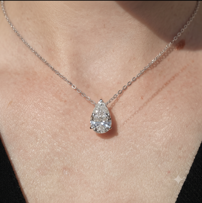 3 ct tear drop solitaire pendant with chain