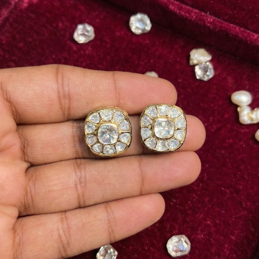 Classic Square Polki Studs