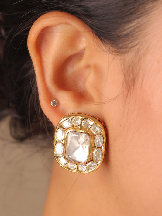 Rooh Cushion Polki large Stud Earrings