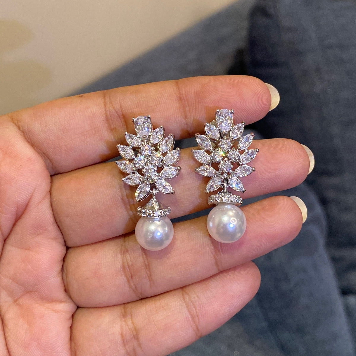 Marquise Pearl drop earrings