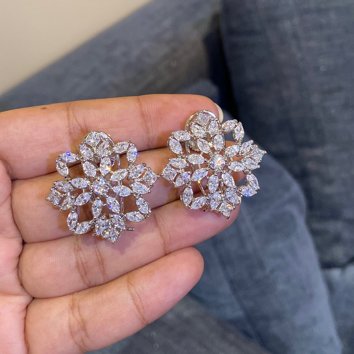 Floral Snowflake Marquise Studs