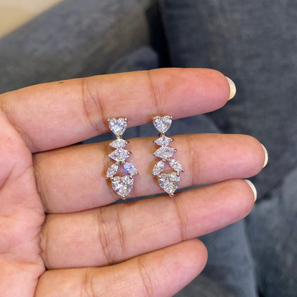Heart Crystal Drop Earrings