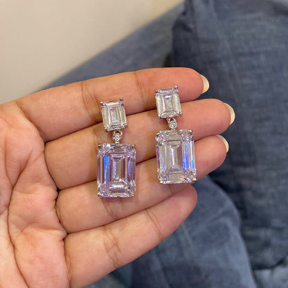 Double Emerald-Cut Drop Earrings