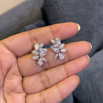 Crystal Leaf Cluster Studs