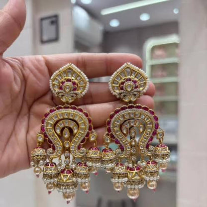 RAVYA LAYERED MOISSANITE POLKI JHUMKIS CHANDBALI