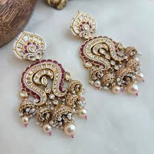 RAVYA LAYERED MOISSANITE POLKI JHUMKIS CHANDBALI