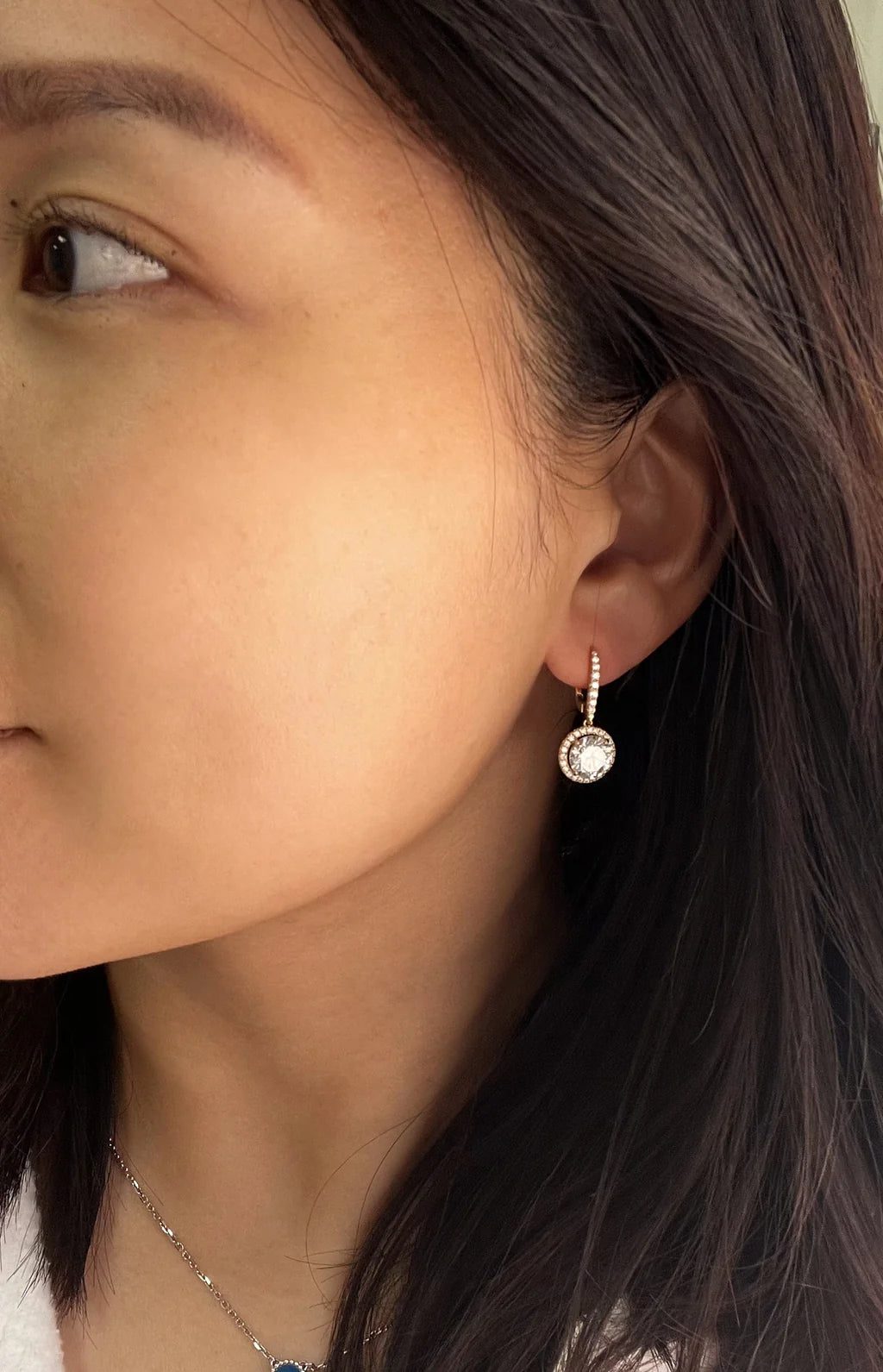 Round halo Hoop Danglers ✨