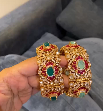 The Gulnaz moissanite polki Kada (openable/SINGLE PIECE)