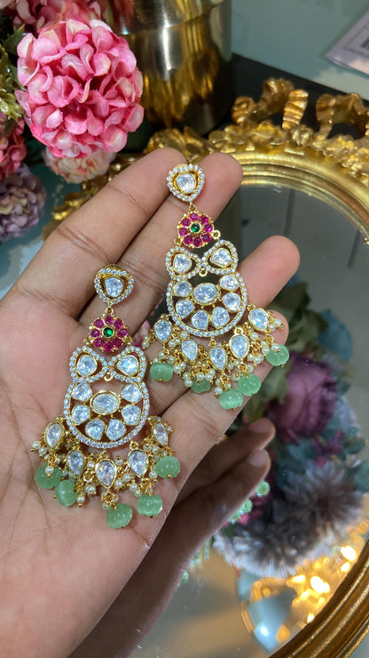 Sharara Moissanite Polki Earrings 🫰🏻