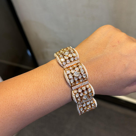 Moissanite polki Gajra Kada/ Bracelet (single piece)