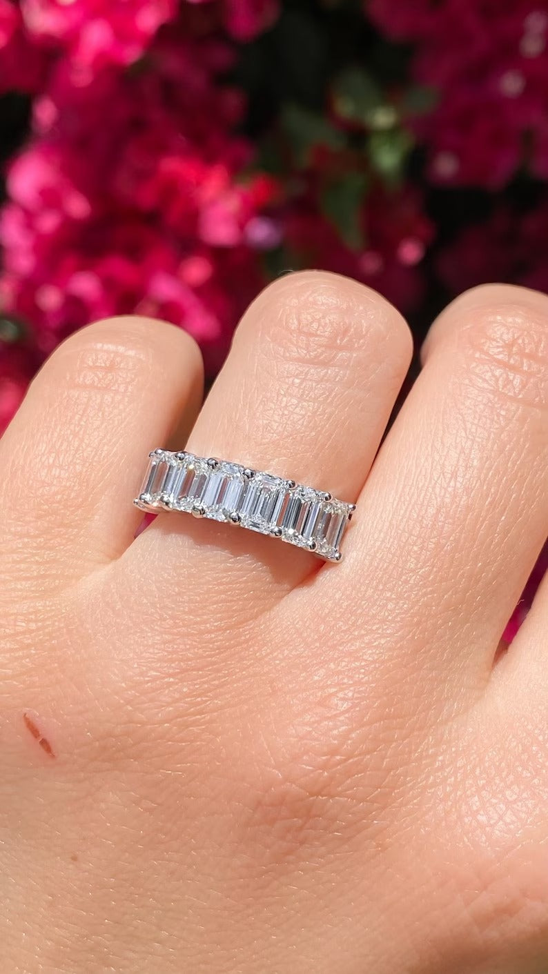 Emerald cut eternity band