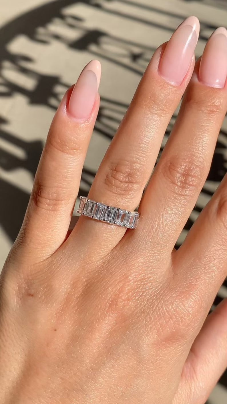 Emerald cut eternity band