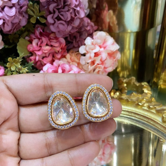 Single Drop Classic Moissanite  Polki Earrings