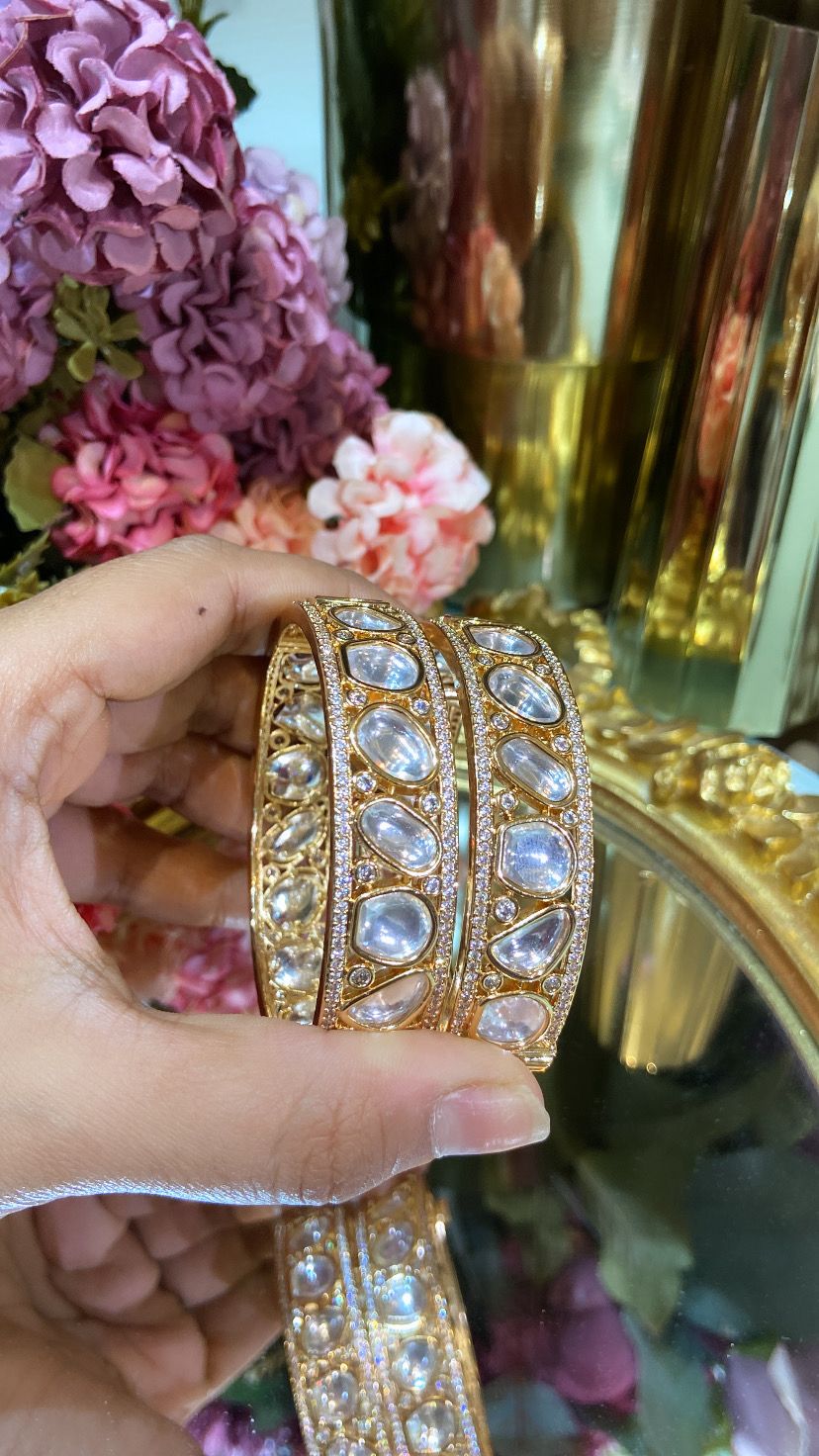 Unshaped Polki Kada (PAIR) – Belleza Jewels