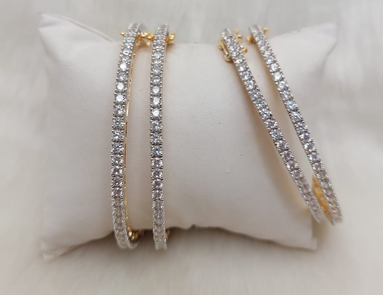Daily wear Solitaire Bangles openable SET OF 4- (15 pointer each diamond) 🪄