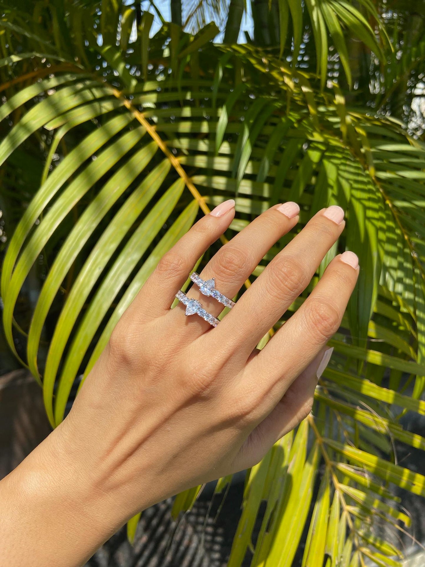 Twin Pear Floating Band ring