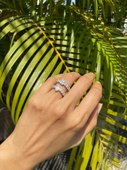 Twin Pear Floating Band ring