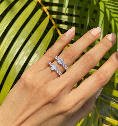 Twin Pear Floating Band ring