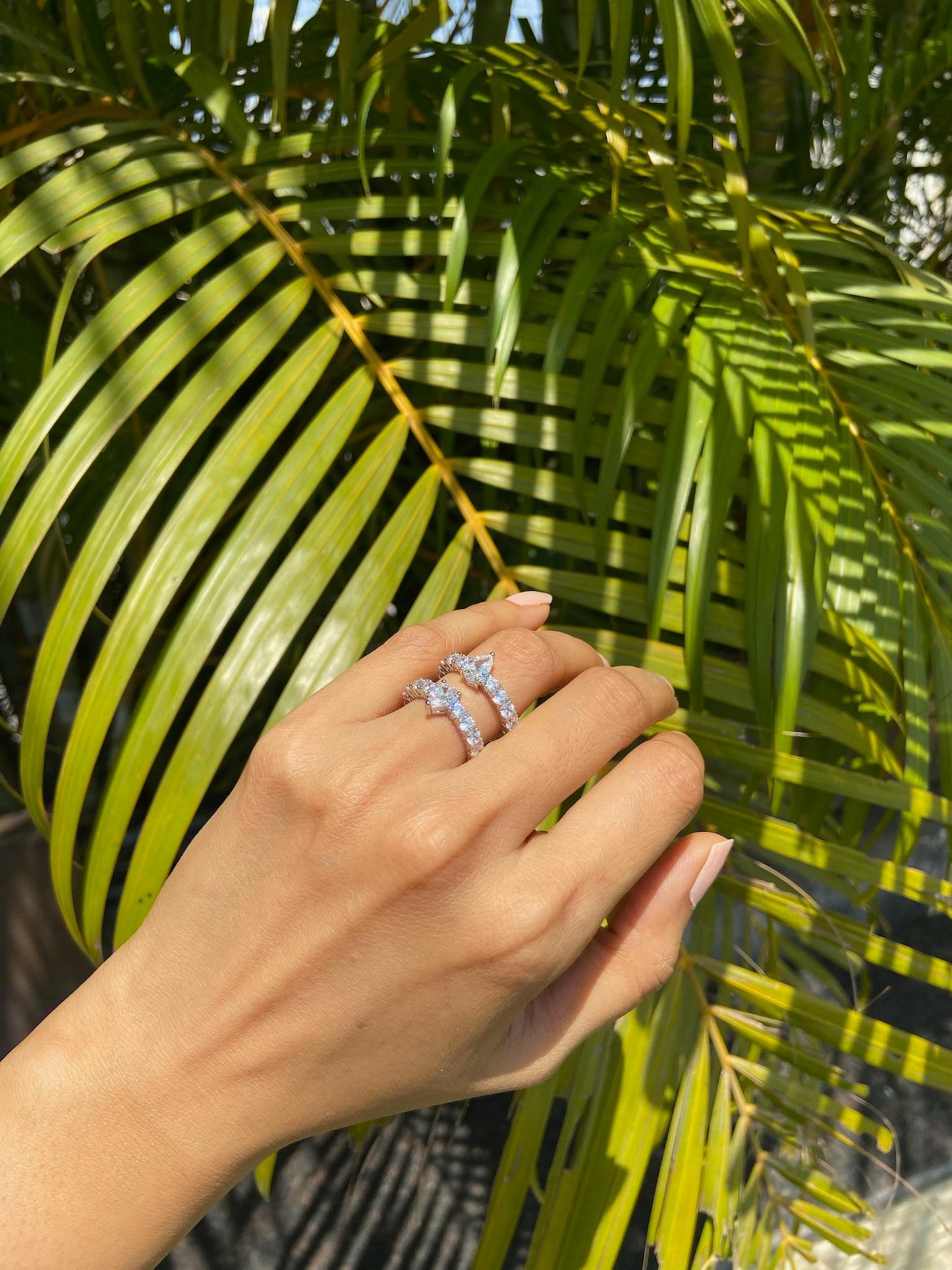 Twin Pear Floating Band ring