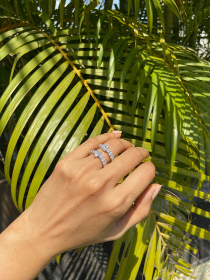 Twin Pear Floating Band ring