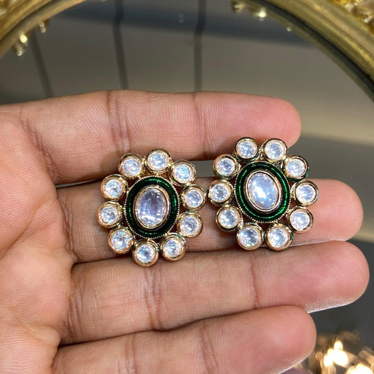 Daisy Green Enamel Studs