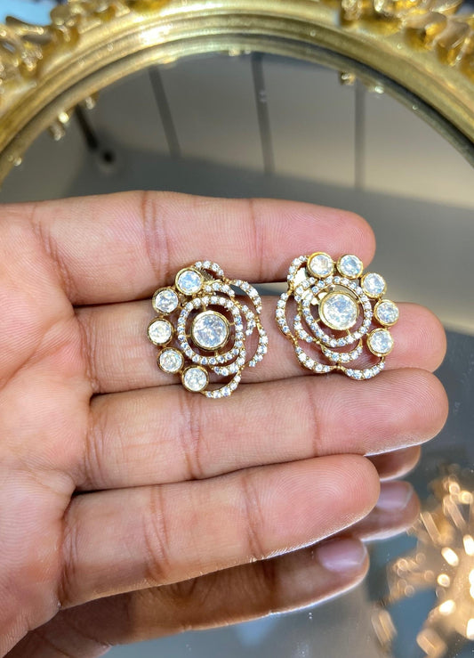 Rose swirling polki Studs