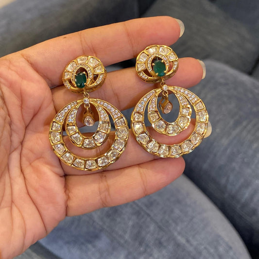 Sitara Concentric Moissanite Polki Earrings