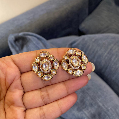 Oval Marquise Flower Studs
