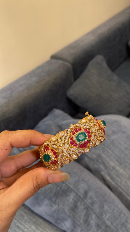 The Gulnaz moissanite polki Kada (openable/SINGLE PIECE)