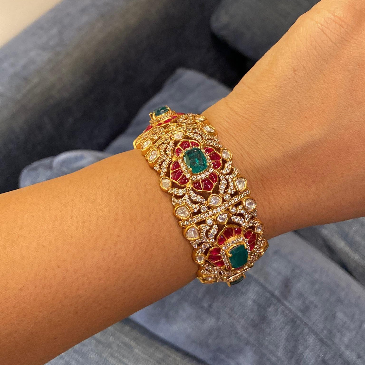 The Gulnaz moissanite polki Kada (openable/SINGLE PIECE)