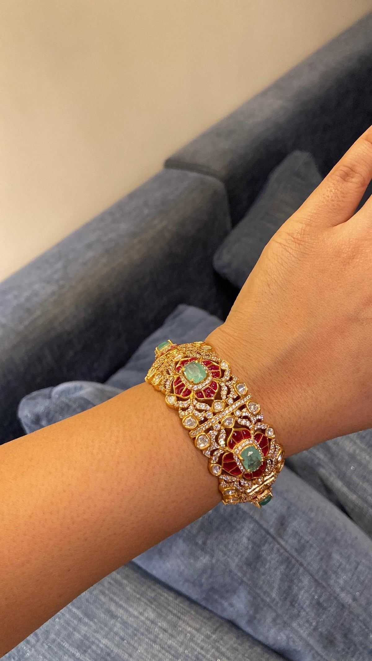 The Gulnaz moissanite polki Kada (openable/SINGLE PIECE)