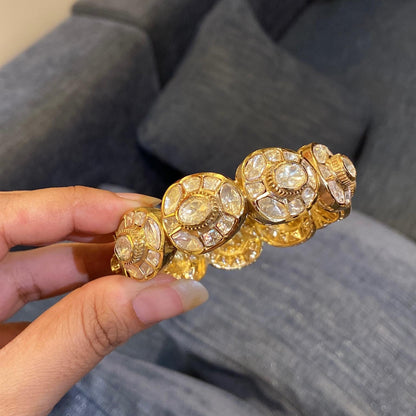The Sheesh Mahal Moissanite polki kada (single piece)