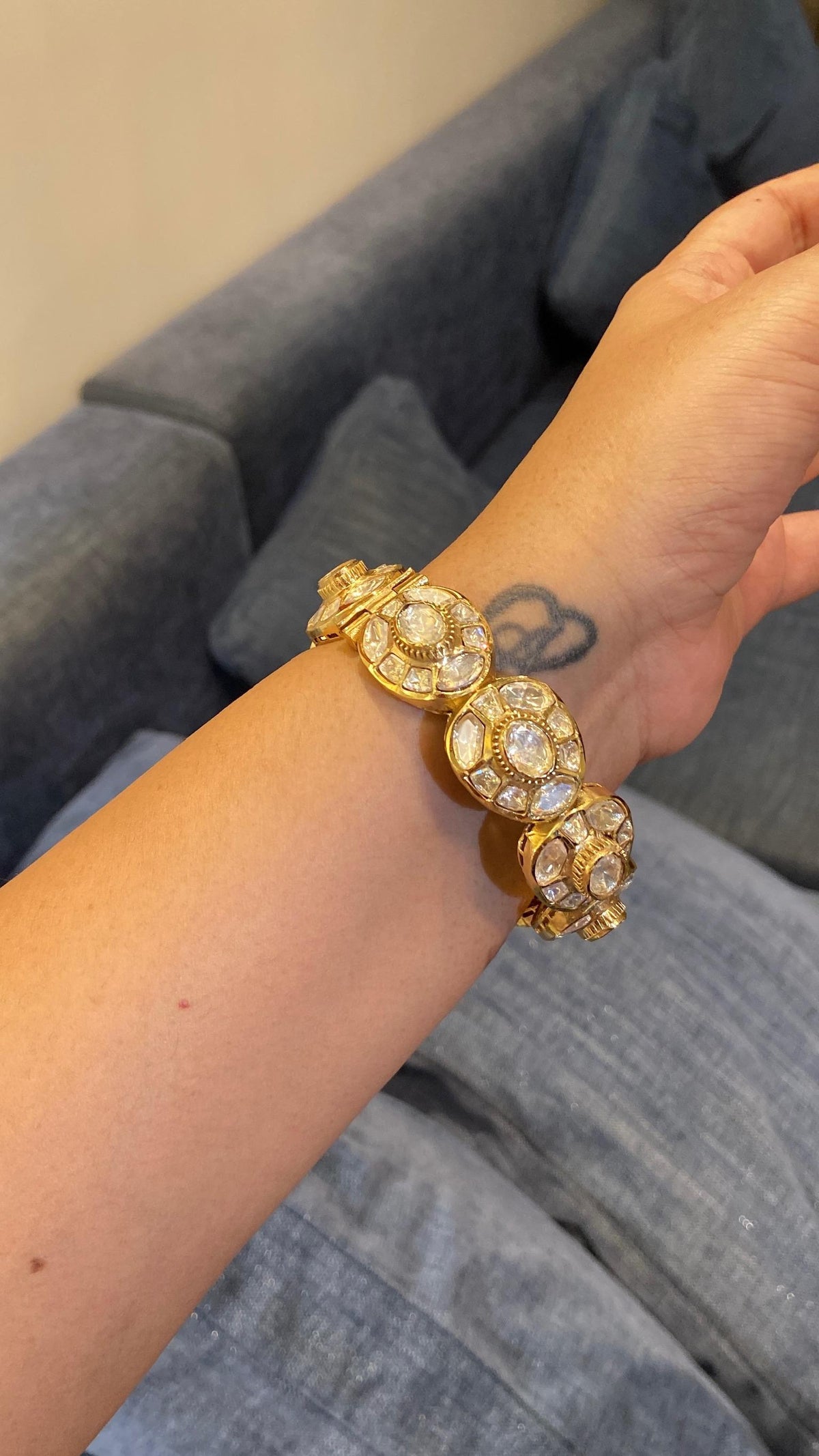 The Sheesh Mahal Moissanite polki kada (single piece)