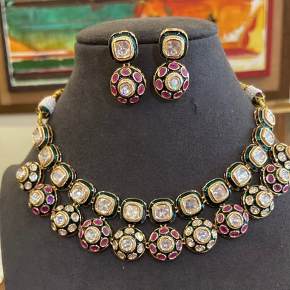 Kiara Dual-Layer Ruby & Polki Necklace Set