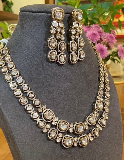 Double-Layer victorian Polki Statement Necklace